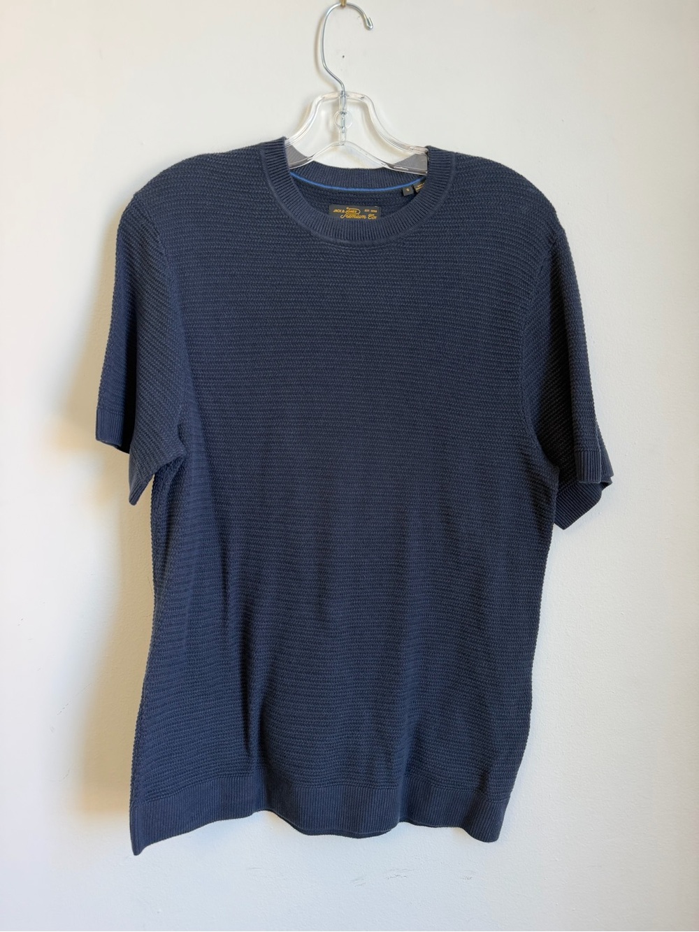 Jack and Jones Navy Short-Sleeve Knit Crewneck Tee